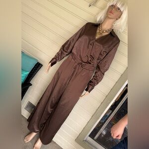 2piece brown silky pants and top